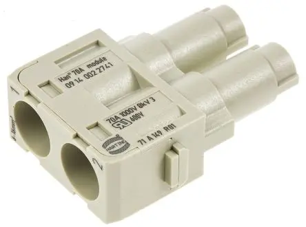 Produktfoto 1 von HARTING HAN Modular Modul für robusten Stromversorgungsstecker Buchse, 2-polig 70A, Kabel, Steckverbindermodul