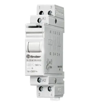 Produktfoto 1 von Finder 20 Relais ohne Verriegelung 12V Spule 2 Schließer DIN-Hutschiene 16A 27 Ω 6.5 VA