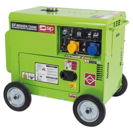 Produktfoto 1 von SIP 5 kW 1-Phasen Stromerzeuger / 110V ac, 230 V ac, 155 kg, Diesel 16 L, 97 dBA