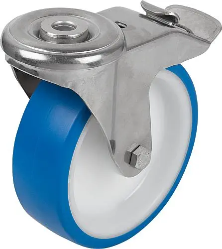 Produktfoto 1 von LENKROLLE MIT FESTSTELLSYS STOP-FIX, D=160, B=45, EDELSTAHL, FÜR HYGIENEBEREICH, KOMP:THERMOPLAST