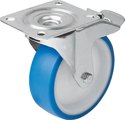 LENKROLLE MIT FESTSTELLSYS STOP-FIX, D=100, B=35, THERMOPLAST, FÜR HYGIENEBEREICH, KOMP:STAHL
