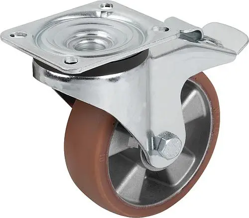 Produktfoto 1 von LENKROLLE MIT FESTSTELLSYS STOP-FIX, D=125, B=40, POLYURETHAN, M.GERINGEM ROLLWIDERSTAND, KOMP:STAHL