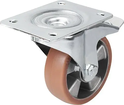 Produktfoto 1 von LENKROLLE MIT FESTSTELLSYS STOP-FIX, D=200, B=50, POLYURETHAN, M.GERINGEM ROLLWIDERSTAND, KOMP:STAHL