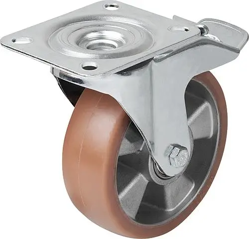 Produktfoto 1 von LENKROLLE MIT FESTSTELLSYS STOP-FIX, D=150, B=50, GUMMI, M.GERINGEM ROLLWIDERSTAND, KOMP:STAHL
