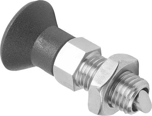Produktfoto 1 von ARRETIERBOLZEN MIT VERDREHSICHERUNG GR.3 D1=M16, D=8, FORM:B, EDELSTAHL BLANK, KOMP:THERMOPLAST SCHWARZGRAU