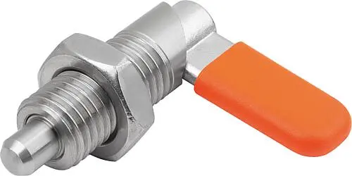 SPERRRIEGEL, D=8, M16, FORM:D M. GEW.HÜLSE/MUTTER/KAPPE, EDELSTAHL BLANK, KOMP:POLYPROPYLEN ORANGE RAL2004