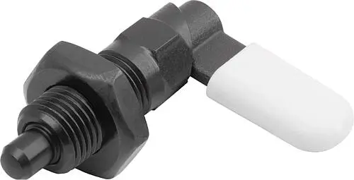 Produktfoto 1 von SPERRRIEGEL MIT SECHSKANT, D=6, M16, SW1=16, FORM:D, MIT KAPPE, MIT MUTTER, STAHL BRÜNIERT, KOMP:THERMOPLAST GRAU