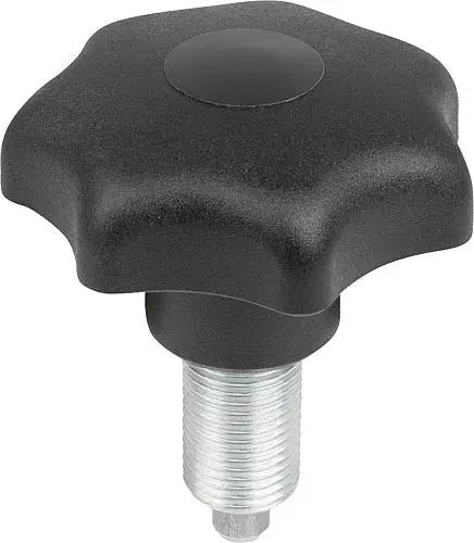 ARRETIER- UND SPANNGRIFF GR.4 D2=63, M16X1,5, L=74, L1=26, D=8, AUTOM.STAHL VERZINKT, KOMP:THERMOPLAST SCHWARZ