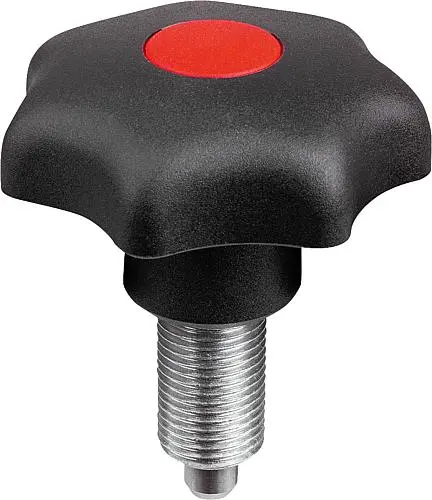 ARRETIER- UND SPANNGRIFF M. OPTISCHER VERRIEGELUNG GR.1 D2=32, M08, L=39, L1=15, D=4, AUTOM.STAHL VERZINKT,