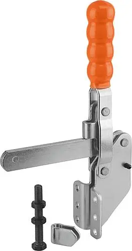 SCHNELLSPANNER STANDARD, FUß ABGEWINKELT, VERTIKAL, VOLLER HALTEARM, STAHL VERZINKT UND PASSIVIERT,