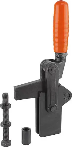 SCHNELLSPANNER SCHWERE AUSFÜHRUNG STAHL, FUß SENKRECHT, KOMP:KUNSTSTOFF, ORANGE, M=M12X100