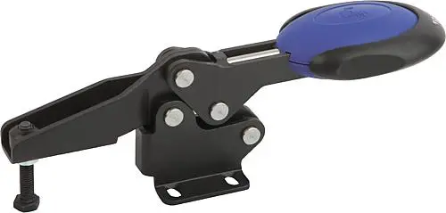 SCHNELLSPANNER HORIZONTAL MIT SICHERHEITSVERRIEG., FUß WAAGRECHT F1=1350, VERSTELLB. ANDRUCKSPINDEL
