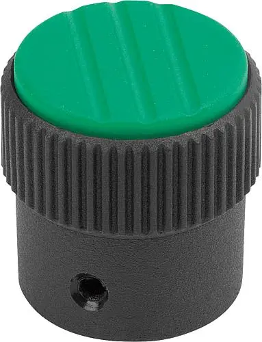 Produktfoto 1 von RÄNDELKNOPF GR.1, FORM:A OHNE SKALIERUNG, D=5, D1=21, H=22, THERMOPLAST SCHWARZGRAU RAL7021