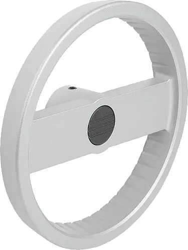 Produktfoto 1 von 2-SPEICHENHANDRAD D1=160, FORM:A PASSBOHRUNG + QUERBOHRUNG, D2=16, ALUMINIUM SILBER PULVERBESCHICHTET,