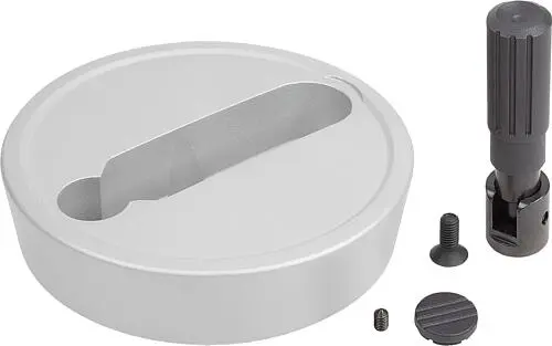 Produktfoto 1 von HANDRAD D1=100, FORM:C PASSBOHRUNG MIT NUT, D2=12, ALUMINIUM SILBER, KOMP:THERMOPLAST, STAHLTEILE: STAHL,