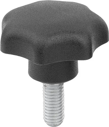 STERNGRIFF DIN6336 D=M10X60, D1=40, FORM:L, THERMOPLAST SCHWARZ, KOMP:STAHL BLAU-PASSIVIERT