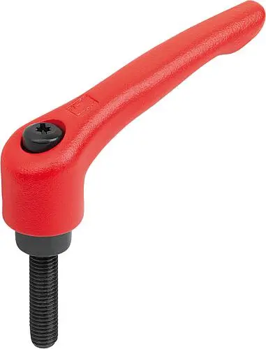Produktfoto 1 von KLEMMHEBEL GR.5 M16X60, STAHL ROT RAL3020 STRUKTURMATT, KOMP:STAHL BRÜNIERT