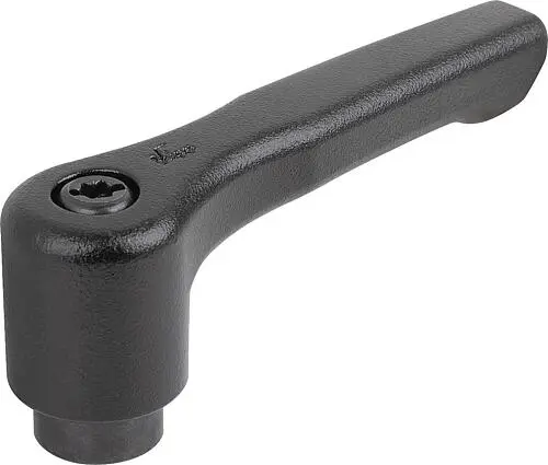 KLEMMHEBEL FLACH GR.3 M08, ZINK SCHWARZ RAL9005 STRUKTURMATT, KOMP:STAHL BRÜNIERT
