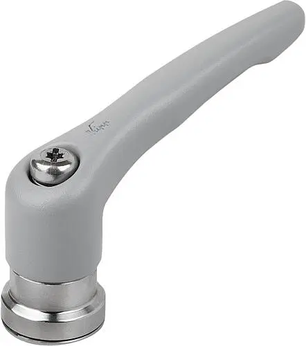 KLEMMHEBEL MIT SPANNKRAFTVERSTÄRKER GR.4 M10, ZINK GRAU RAL7040 STRUKTURMATT, KOMP:EDELSTAHL BLANK
