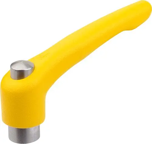 KLEMMHEBEL MIT SCHUTZKAPPE GR.2 M06, ZINK GELB RAL1021 STRUKTURMATT, KOMP:EDELSTAHL BLANK