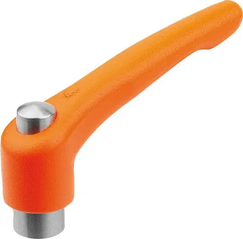 KLEMMHEBEL MIT SCHUTZKAPPE GR.2 M06, ZINK ORANGE RAL2004 STRUKTURMATT, KOMP:EDELSTAHL BLANK