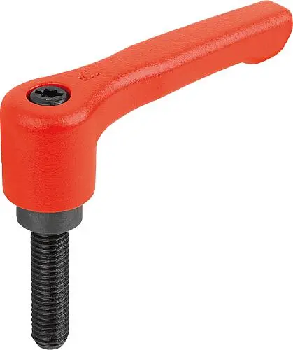 Produktfoto 1 von KLEMMHEBEL FLACH GR.2 M06X20, ZINK ROT RAL3020 STRUKTURMATT, KOMP:STAHL BRÜNIERT