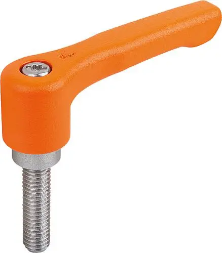 KLEMMHEBEL FLACH GR.3 M10X40, ZINK ORANGE RAL2004 STRUKTURMATT, KOMP:EDELSTAHL BLANK