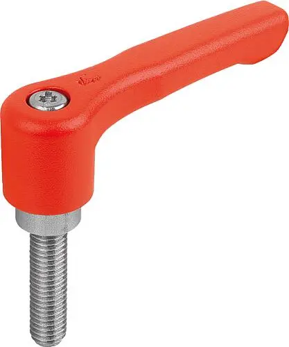 Produktfoto 1 von KLEMMHEBEL FLACH GR.2 M06X40, ZINK ROT RAL3020 STRUKTURMATT, KOMP:EDELSTAHL BLANK