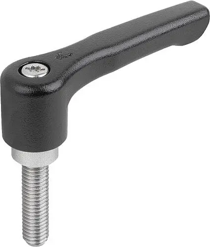 KLEMMHEBEL FLACH GR.2 M08X30, ZINK SCHWARZ RAL9005 STRUKTURMATT, KOMP:EDELSTAHL BLANK