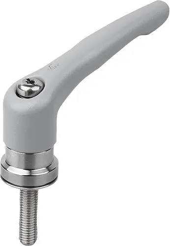 Produktfoto 1 von KLEMMHEBEL MIT SPANNKRAFTVERSTÄRKER GR.4 M10X40, ZINK GRAU RAL7040 STRUKTURMATT, KOMP:EDELSTAHL BLANK