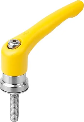 Produktfoto 1 von KLEMMHEBEL MIT SPANNKRAFTVERSTÄRKER GR.4 M10X20, ZINK GELB RAL1021 STRUKTURMATT, KOMP:EDELSTAHL BLANK