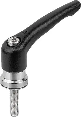 KLEMMHEBEL MIT SPANNKRAFTVERSTÄRKER GR.4 M10X20, ZINK SCHWARZ RAL9005 STRUKTURMATT, KOMP:EDELSTAHL BLANK