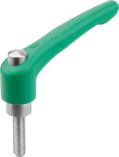 Produktfoto 1 von KLEMMHEBEL MIT SCHUTZKAPPE GR.2 M10X30, ZINK GRÜN RAL6032 STRUKTURMATT, KOMP:EDELSTAHL BLANK
