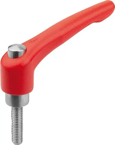 Produktfoto 1 von KLEMMHEBEL MIT SCHUTZKAPPE GR.3 M10X30, ZINK ROT RAL3020 STRUKTURMATT, KOMP:EDELSTAHL BLANK