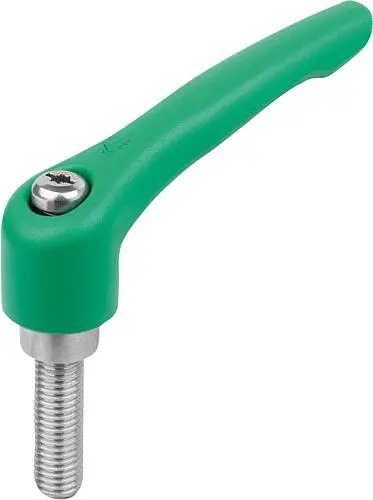 KLEMMHEBEL GR.4 M12X25, ZINK GRÜN RAL6032 STRUKTURMATT, KOMP:EDELSTAHL