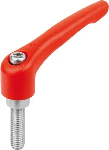 KLEMMHEBEL GR.1 M06X25, ZINK ROT RAL3020 STRUKTURMATT, KOMP:EDELSTAHL BLANK