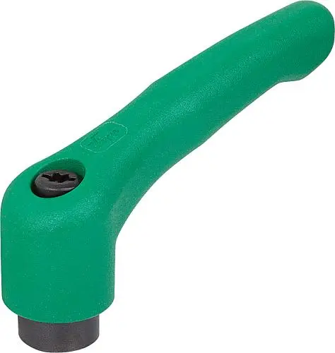 Produktfoto 1 von KLEMMHEBEL GR.5, M16, HOCHLEISTUNGSTHERMOPLAST GRÜN RAL6032, KOMP:STAHL BRÜNIERT