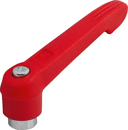 Produktfoto 1 von KLEMMHEBEL GR.1 M06, KUNSTSTOFF ROT RAL3020, KOMP:STAHL BLAU-PASSIVIERT