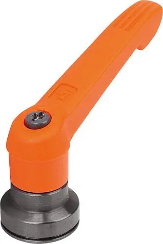 Produktfoto 1 von KLEMMHEBEL MIT SPANNKRAFTVERSTÄRKER GR.3, M10, KUNSTSTOFF ORANGE RAL2004, KOMP:STAHL BRÜNIERT