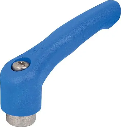 KLEMMHEBEL GR.4, M12, HOCHLEISTUNGSTHERMOPLAST BLAU RAL5017, KOMP:EDELSTAHL BLANK