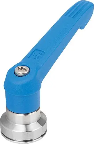 Produktfoto 1 von KLEMMHEBEL MIT SPANNKRAFTVERSTÄRKER GR.5, M12, KUNSTSTOFF BLAU RAL5017, KOMP:EDELSTAHL BLANK