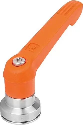 Produktfoto 1 von KLEMMHEBEL MIT SPANNKRAFTVERSTÄRKER GR.5, M12, KUNSTSTOFF ORANGE RAL2004, KOMP:EDELSTAHL BLANK
