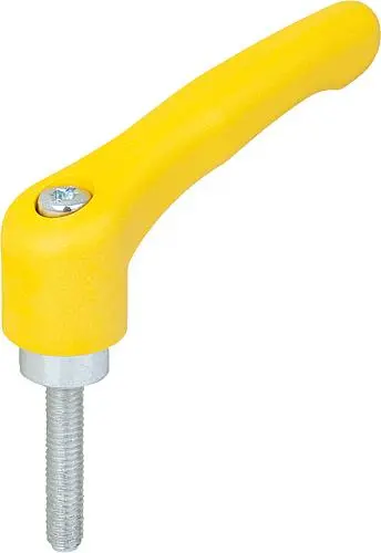 KLEMMHEBEL GR.4 M10X25, HOCHLEISTUNGSTHERMOPLAST GELB RAL1021, KOMP:STAHL BLAU-PASSIVIERT
