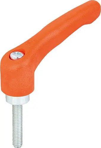 KLEMMHEBEL GR.3 M10X30, HOCHLEISTUNGSTHERMOPLAST ORANGE RAL2004, KOMP:STAHL BLAU-PASSIVIERT