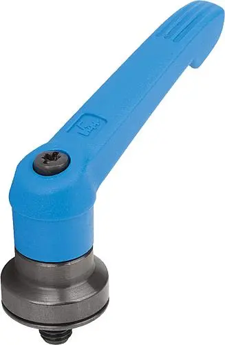 Produktfoto 1 von KLEMMHEBEL MIT SPANNKRAFTVERSTÄRKER GR.4 M10X20, KUNSTSTOFF BLAU RAL5017, KOMP:STAHL BRÜNIERT