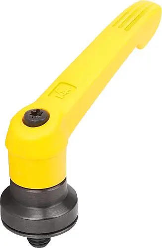 KLEMMHEBEL MIT SPANNKRAFTVERSTÄRKER GR.3 M10X50, KUNSTSTOFF GELB RAL1021, KOMP:STAHL BRÜNIERT