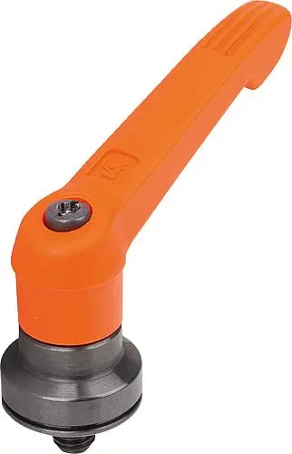 Produktfoto 1 von KLEMMHEBEL MIT SPANNKRAFTVERSTÄRKER GR.2 M08X20, KUNSTSTOFF ORANGE RAL2004, KOMP:STAHL BRÜNIERT