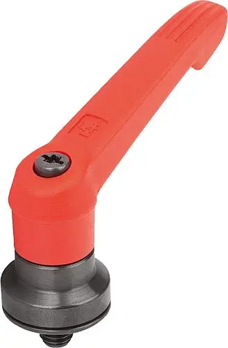 Produktfoto 1 von KLEMMHEBEL MIT SPANNKRAFTVERSTÄRKER GR.2 M08X10, KUNSTSTOFF ROT RAL3020, KOMP:STAHL BRÜNIERT