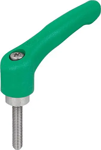 Produktfoto 1 von KLEMMHEBEL GR.2 M06X40, HOCHLEISTUNGSTHERMOPLAST GRÜN RAL6032, KOMP:EDELSTAHL BLANK