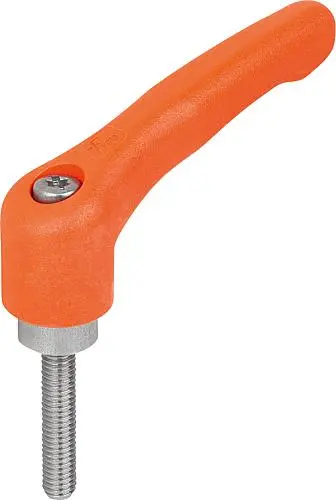 Produktfoto 1 von KLEMMHEBEL GR.1 M06X30, HOCHLEISTUNGSTHERMOPLAST ORANGE RAL2004, KOMP:EDELSTAHL BLANK